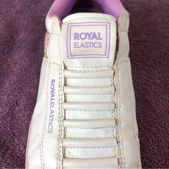 Royal Elastics no-laces white leather sneaker with floral detailing, size 8 - Picture 4 of 6